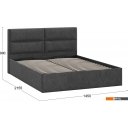 Кровати Трия Глосс универсальная с ПМ тип 1 140x200 (микровелюр Wellmart Graphite)