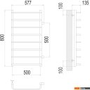 Полотенцесушители TERMINUS Стандарт П8 500x800 (боковое подключение 500, RAL 9005)