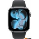 Умные часы и браслеты Apple Watch Series 11 42 мм (алюминиевый корпус, космический серый/черный, спортивный силиконовый ремешок M/L)
