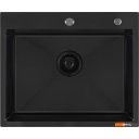 Кухонные мойки Basic CL DS Decor 60x50 (черный, коландер, дозатор)