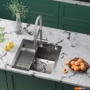 Кухонные мойки Roxen Simple 560220-50-GR сатин/текстурная (с коландером и дозатором)