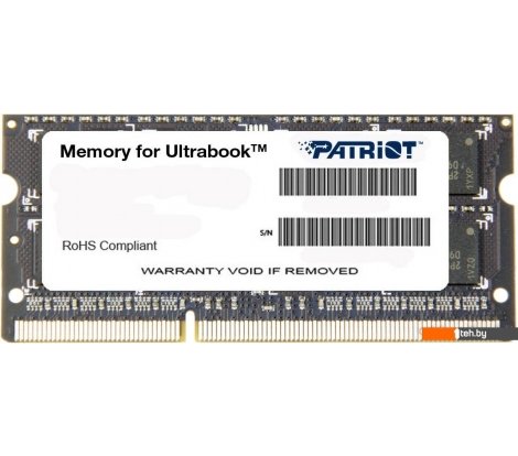  - Оперативная память Patriot Memory for Ultrabook 8GB DDR3 SO-DIMM PC3-12800 (PSD38G1600L2S) - Memory for Ultrabook 8GB DDR3 SO-DIMM PC3-12800 (PSD38G1600L2S)