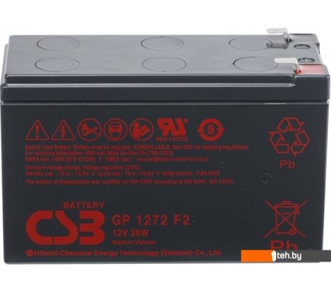  - Аккумуляторы для ИБП CSB GP1272 28W F2 (12В/7.2 А·ч) - GP1272 28W F2 (12В/7.2 А·ч)