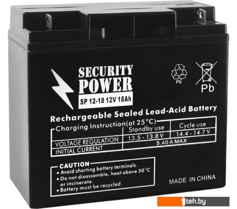 - Аккумуляторы для ИБП Security Power SP 12-18 (12В/18 А·ч) - SP 12-18 (12В/18 А·ч)