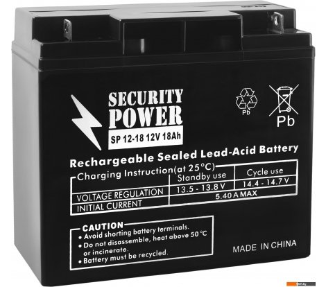  - Аккумуляторы для ИБП Security Power SP 12-18 (12В/18 А·ч) - SP 12-18 (12В/18 А·ч)
