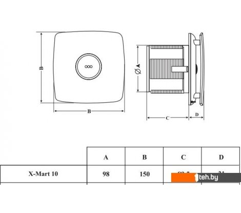  - Вытяжная и приточная вентиляция CATA X-MART 10 (белый) - X-MART 10 (белый)
