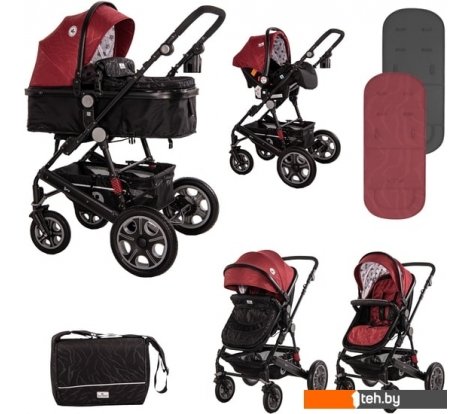  - Детские коляски и аксессуары Lorelli Lora 2021 (2 в 1, luxe red elephants) - Lora 2021 (2 в 1, luxe red elephants)