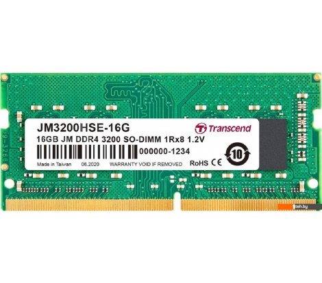  - Оперативная память Transcend JetRam 16GB DDR4 SODIMM PC4-25600 JM3200HSE-16G - JetRam 16GB DDR4 SODIMM PC4-25600 JM3200HSE-16G