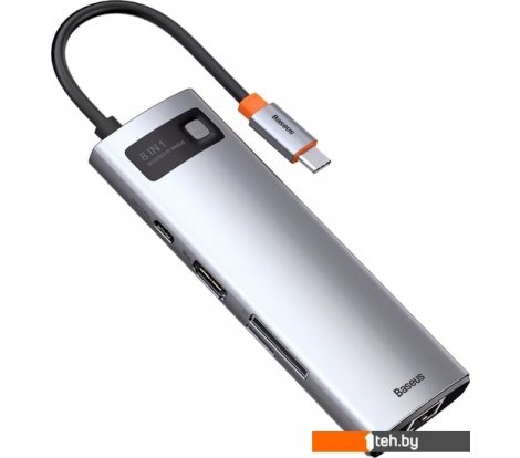 - USB-хабы и док-станции Baseus Metal Gleam Series 8-in-1 Multifunctional Type-C HUB Docking Station CAHUB-CV0G - Metal Gleam Series 8-in-1 Multifunctional Type-C HUB Docking Station CAHUB-CV0G