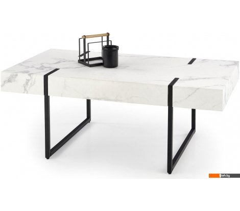  - Журнальные столики и столы-трансформеры Halmar Blanca 110x60x43 (белый мрамор/черный) - Blanca 110x60x43 (белый мрамор/черный)