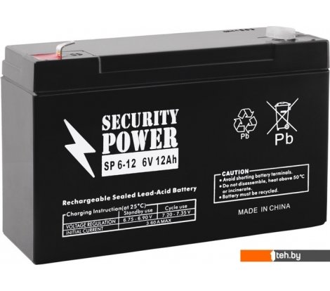  - Аккумуляторы для ИБП Security Power SP 6-12 F1 (6В/12 А·ч) - SP 6-12 F1 (6В/12 А·ч)