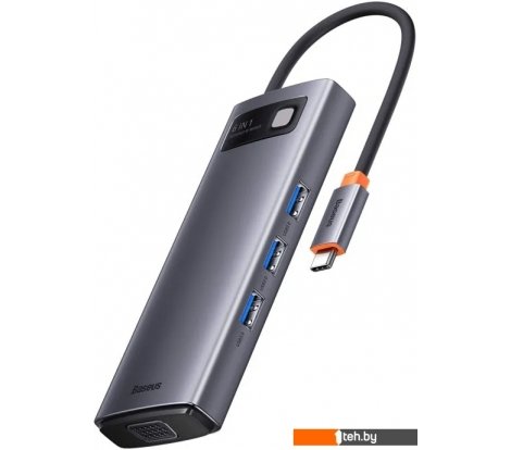  - USB-хабы и док-станции Baseus Metal Gleam Series 7-in-1 Multifunctional Type-C HUB Docking Station Gray WKWG040013 - Metal Gleam Series 7-in-1 Multifunctional Type-C HUB Docking Station Gray WKWG040013