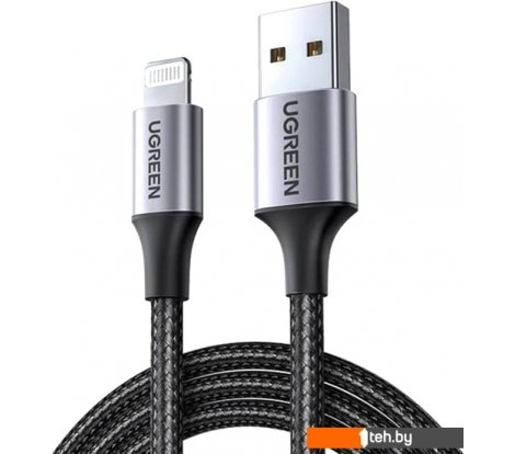  - Кабели, адаптеры, разветвители Ugreen US199 60156 USB Type-A - Lightning (1 м, черный/серый) - US199 60156 USB Type-A - Lightning (1 м, черный/серый)