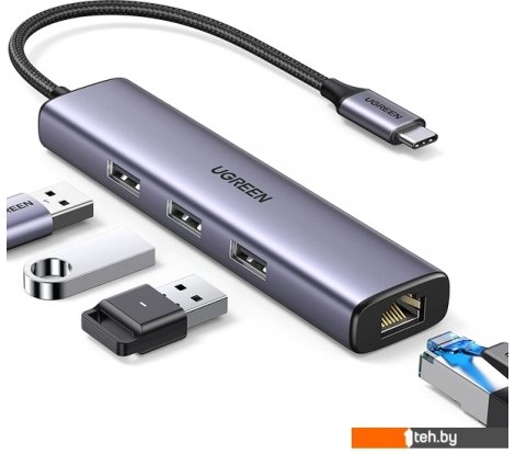 - USB-хабы и док-станции Ugreen CM475 USB C to Ethernet 60600 - CM475 USB C to Ethernet 60600