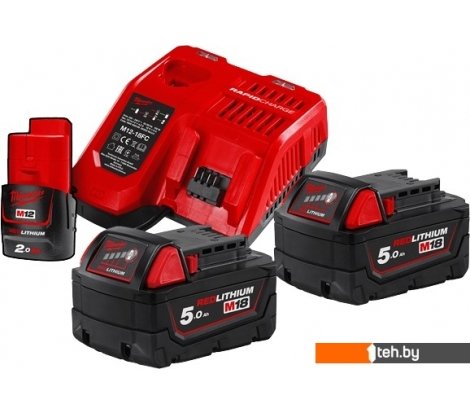  - Аккумуляторы и зарядные устройства для инструмента Milwaukee M18 M18NRG-502 4933459217 (2 x 18В/5 Ач + 12В/2 Ач + 12-18В) - M18 M18NRG-502 4933459217 (2 x 18В/5 Ач + 12В/2 Ач + 12-18В)