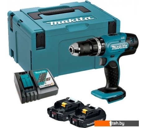  - Шуруповерты, гайковерты, электроотвертки Makita DHP453RAJ (с 2-мя АКБ 2 Ач, кейс) - DHP453RAJ (с 2-мя АКБ 2 Ач, кейс)