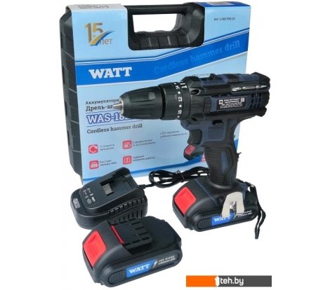  - Шуруповерты, гайковерты, электроотвертки WATT WAS-18Li-3 1.018.Y29.23 (с 2-мя АКБ, кейс) - WAS-18Li-3 1.018.Y29.23 (с 2-мя АКБ, кейс)