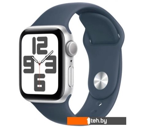  - Умные часы и браслеты Apple Watch SE 2 40 мм (алюминиевый корпус, серебристый/грозовой синий, спортивный силиконовый ремешок S/M) - Watch SE 2 40 мм (алюминиевый корпус, серебристый/грозовой синий, спортивный силиконовый ремешок S/M)