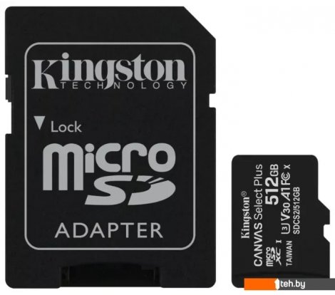  - Карты памяти Kingston Canvas Select Plus microSDXC 512GB (с адаптером) - Canvas Select Plus microSDXC 512GB (с адаптером)