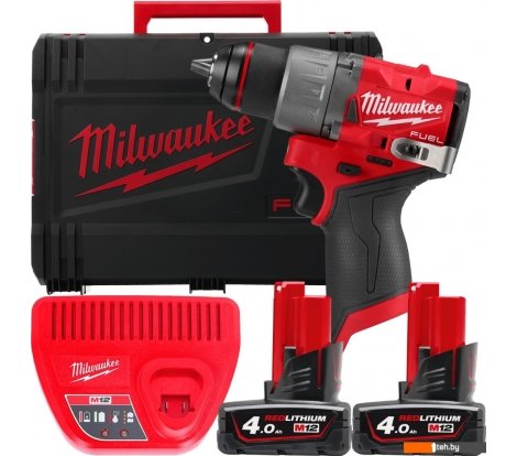  - Шуруповерты, гайковерты, электроотвертки Milwaukee M12 FUEL M12FDD2-402X 4933479874 (с 2-мя АКБ 4 Ач, кейс) - M12 FUEL M12FDD2-402X 4933479874 (с 2-мя АКБ 4 Ач, кейс)