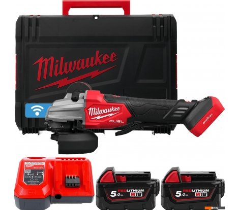  - Угловые шлифмашины (болгарки) Milwaukee M18 Fuel One-Key M18FSAGSVO125X-502X 4933493553 (с 2-мя АКБ 5 Ач, кейс) - M18 Fuel One-Key M18FSAGSVO125X-502X 4933493553 (с 2-мя АКБ 5 Ач, кейс)