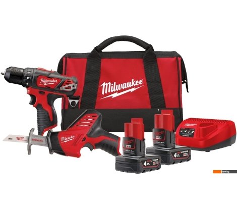  - Наборы электроинструментов Milwaukee М12 ВPP2С-402B 4933441230 (шуруповерт, сабельная пила, 2 АКБ, сумка) - М12 ВPP2С-402B 4933441230 (шуруповерт, сабельная пила, 2 АКБ, сумка)