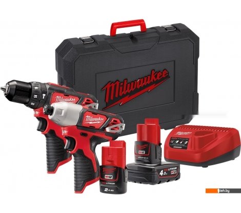  - Наборы электроинструментов Milwaukee M12 M12BPP2B-421C 4933443497 (шуруповерт, винтоверт, 2 АКБ, кейс) - M12 M12BPP2B-421C 4933443497 (шуруповерт, винтоверт, 2 АКБ, кейс)