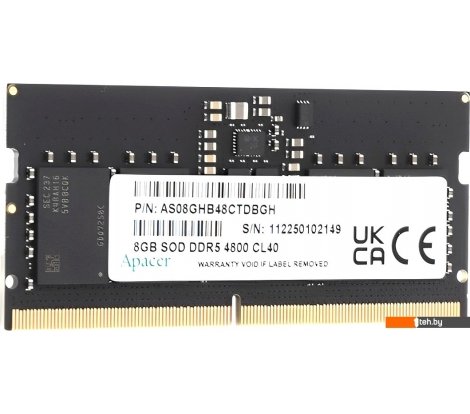  - Оперативная память Apacer 8ГБ DDR5 SODIMM 4800 МГц AS08GHB48CTDBGH - 8ГБ DDR5 SODIMM 4800 МГц AS08GHB48CTDBGH