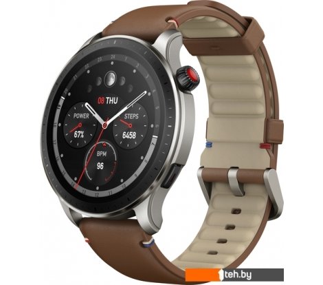 - Умные часы и браслеты Amazfit GTR 4 (серебристый, с коричневым кожаным ремешком) - GTR 4 (серебристый, с коричневым кожаным ремешком)