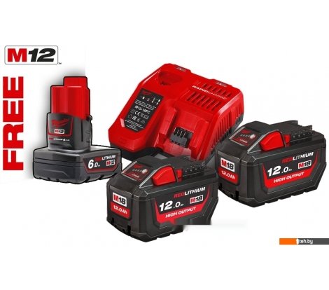  - Аккумуляторы и зарядные устройства для инструмента Milwaukee M18 HNRG-122 4933464261 (2x12 Ач + 1x6 Ач/12-18В) - M18 HNRG-122 4933464261 (2x12 Ач + 1x6 Ач/12-18В)