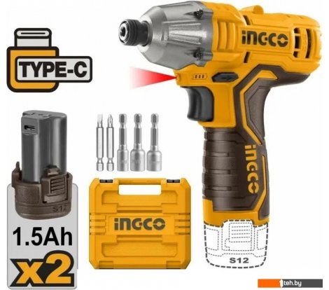  - Шуруповерты, гайковерты, электроотвертки Ingco CIRLI12015 (с 2-мя АКБ, кейс) - CIRLI12015 (с 2-мя АКБ, кейс)