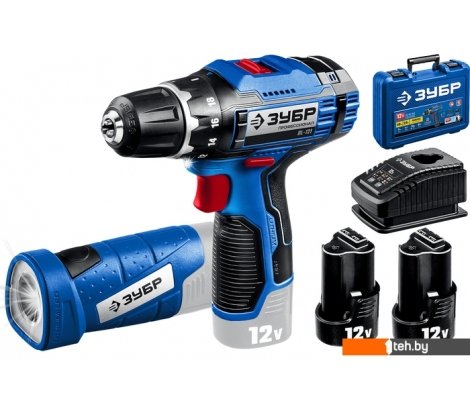  - Шуруповерты, гайковерты, электроотвертки Зубр Профессионал DL-121-22F (с 2-мя АКБ, LED фонарь, кейс) - Профессионал DL-121-22F (с 2-мя АКБ, LED фонарь, кейс)