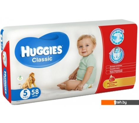  - Детские подгузники Huggies Classic 5 (58 шт) - Classic 5 (58 шт)