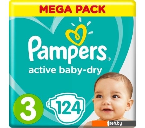 - Детские подгузники Pampers Active Baby-Dry 3 Midi (124 шт) - Active Baby-Dry 3 Midi (124 шт)