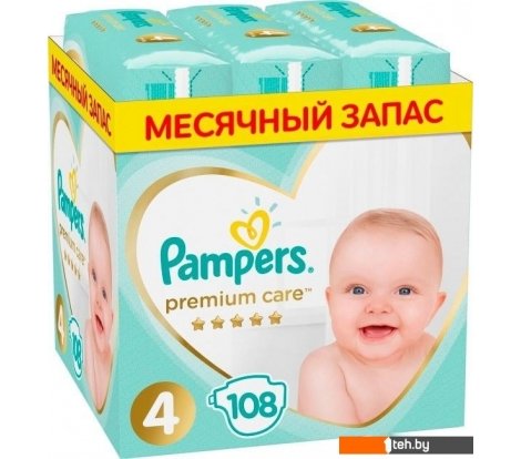  - Детские подгузники Pampers Premium Care 4 (108 шт) - Premium Care 4 (108 шт)