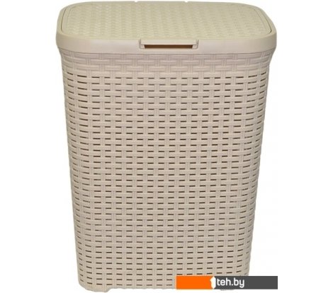  - Ящики, корзины, органайзеры ВиолетПласт для белья 60 л с крышкой Ротанг (латте) - для белья 60 л с крышкой Ротанг (латте)