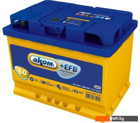  - Автомобильные аккумуляторы AKOM +EFB 60e (60 А·ч) - +EFB 60e (60 А·ч)