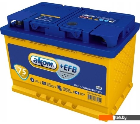- Автомобильные аккумуляторы AKOM +EFB 75e (75 А·ч) - +EFB 75e (75 А·ч)