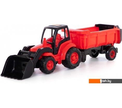  - Игрушечный транспорт Полесье Чемпион трактор с ковшом и полуприцепом 0438 - Чемпион трактор с ковшом и полуприцепом 0438