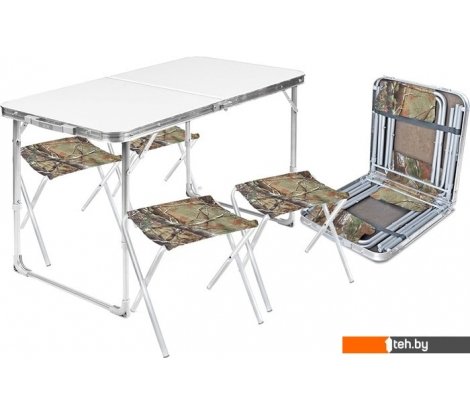  - Кемпинговая мебель Nika складной стол влагостойкий и 4 стула ССТ-К2 (металлик) - складной стол влагостойкий и 4 стула ССТ-К2 (металлик)