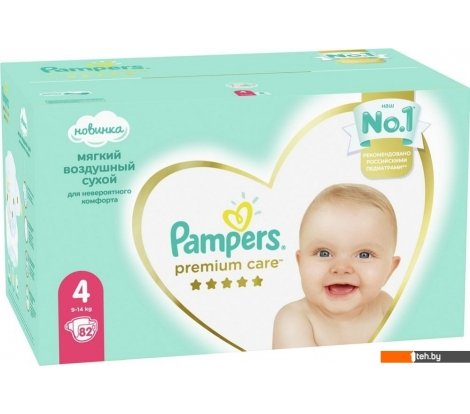  - Детские подгузники Pampers Premium Care 4 (82 шт) - Premium Care 4 (82 шт)