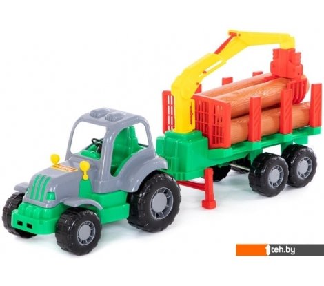  - Игрушечный транспорт Полесье Силач трактор с полуприцепом-лесовозом 45041 - Силач трактор с полуприцепом-лесовозом 45041