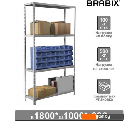- Полки, стеллажи, системы хранения Brabix Ms Kd-185/30-4 291114 - Ms Kd-185/30-4 291114