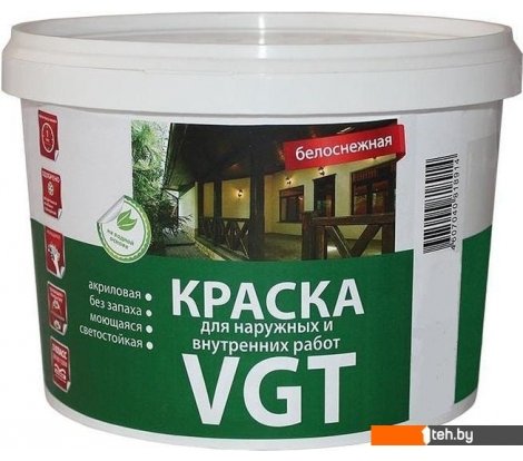  - Краски и эмали VGT Для наружн/внутр. работ Моющаяся ВД-АК-1180 15 кг (белоснежный) - Для наружн/внутр. работ Моющаяся ВД-АК-1180 15 кг (белоснежный)