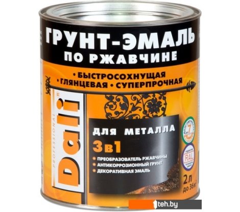  - Краски и эмали Dali Молотковая по ржавчине 3 в 1 0.75 л (черный) - Молотковая по ржавчине 3 в 1 0.75 л (черный)