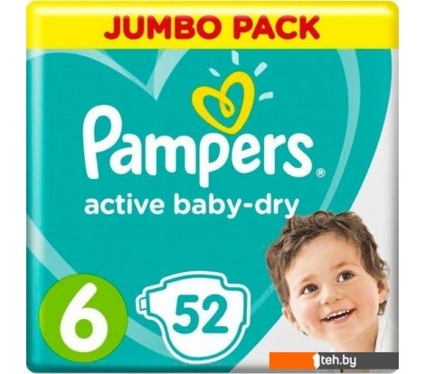  - Детские подгузники Pampers Active Baby-Dry 6 Extra Large (52 шт) - Active Baby-Dry 6 Extra Large (52 шт)