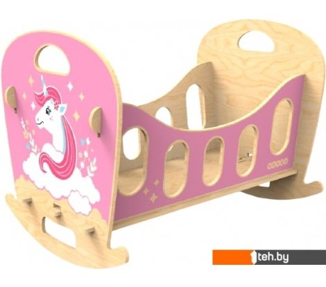  - Кукольные домики Woody Кроватка-качалка Единорог 02758 - Кроватка-качалка Единорог 02758