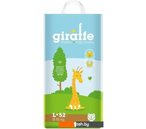  - Детские подгузники Lovular Giraffe L 8-15 кг (52 шт) - Giraffe L 8-15 кг (52 шт)