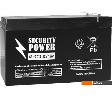  - Аккумуляторы для ИБП Security Power SP 12-7.2 F2 (12В/7.2 А·ч) - SP 12-7.2 F2 (12В/7.2 А·ч)