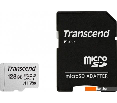 - Карты памяти Transcend microSDXC 300S 128GB + адаптер - microSDXC 300S 128GB + адаптер